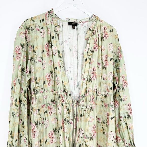 Anthropologie Current Air Floral Duster OS Green - Picture 4 of 7